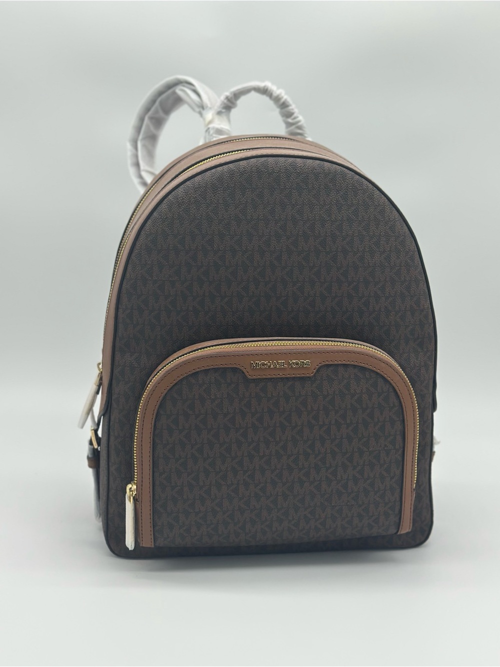Michael Kors Brown and Tan Signature Logo Backpack